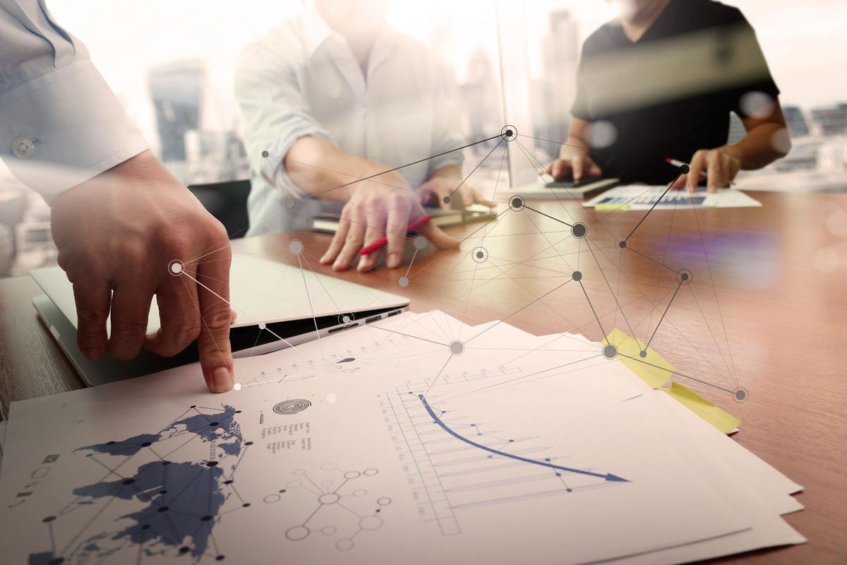 Businessmen working with documents