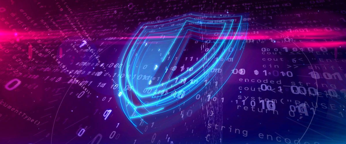 Abstract 3d contour of shield icon on digital background