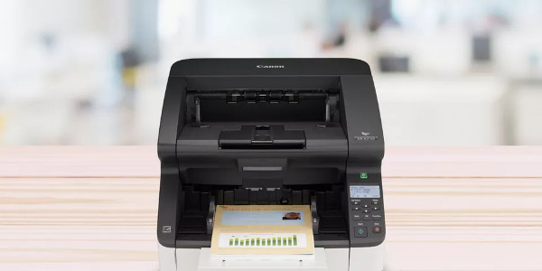 High-performance production scanner against blurred background